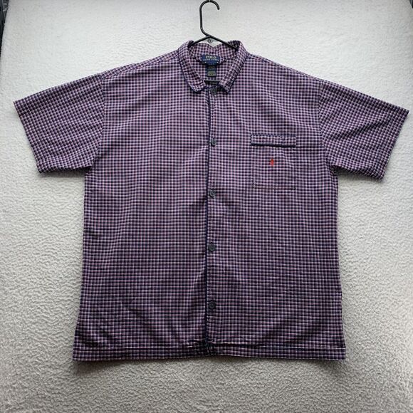 Polo Ralph Lauren Other - Polo Ralph‎ Lauren Shirt Mens XL Big Buttons Stretch Red Blue Plaid Dad Preppy